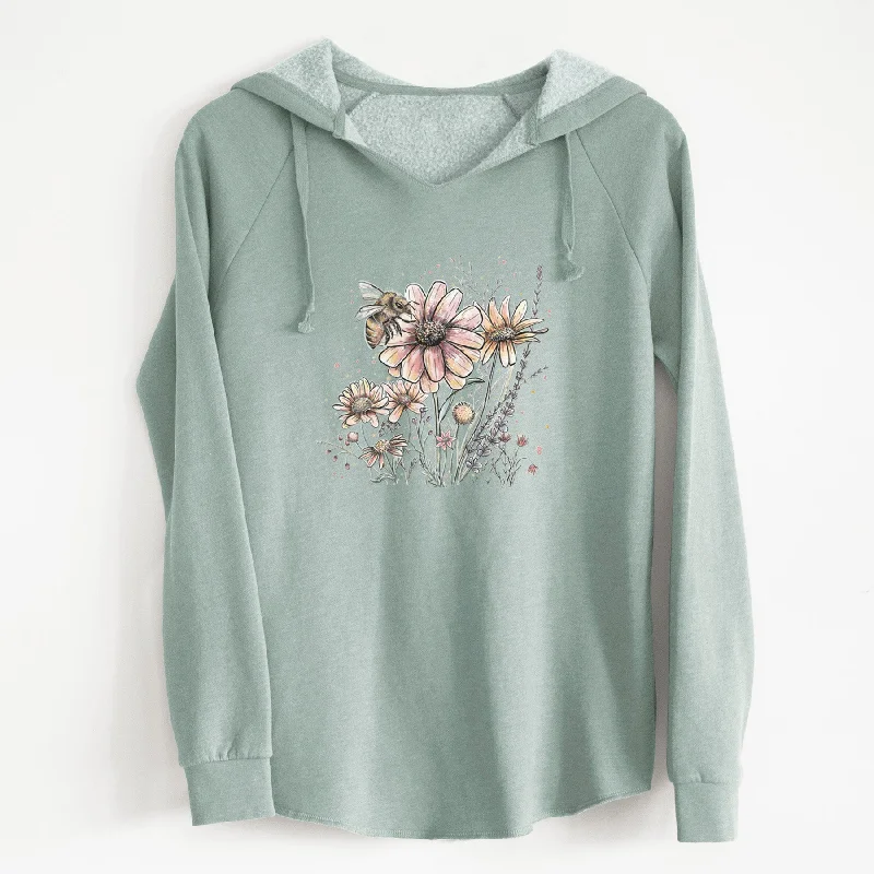 Bee with Wildflowers - Cali Wave Hooded Sweatshirt Classic Zip Hoodie