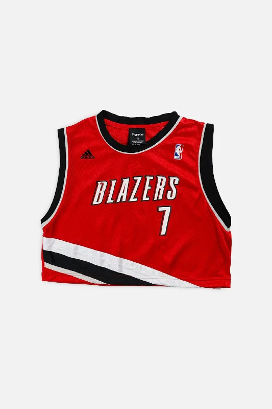 Rework Portland Trailblazers NBA Crop Jersey - S Zip-up Sweatshirt Look