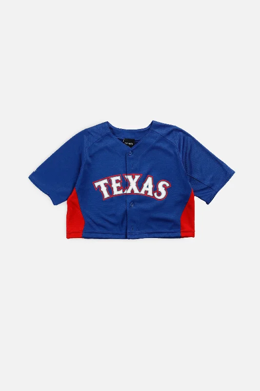 Rework Crop Texas Rangers MLB Jersey - S Basic Hoodie Sweatshirt Look