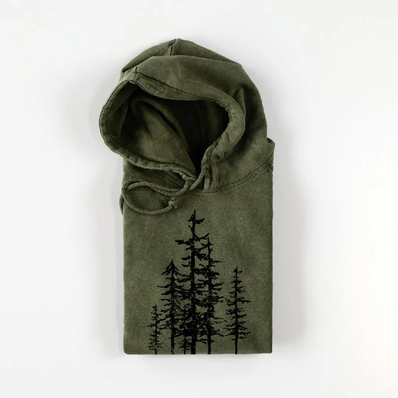 Evergreen Trees  - Mid-Weight Unisex Vintage 100% Cotton Hoodie Hoodie Sweatshirt Trend