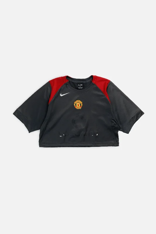 Rework Crop Manchester Soccer Jersey - L Bold Hoodie Sweatshirt