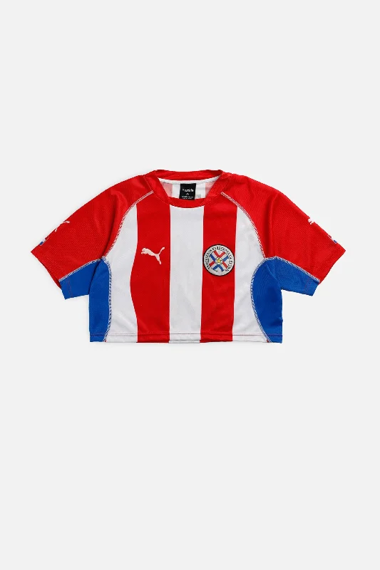 Rework Crop Paraguay Soccer Jersey - M Long Hoodie Sweatshirt