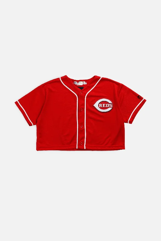 Rework Crop Cincinnati Reds MLB Jersey - M Stylish Sweatshirt Look