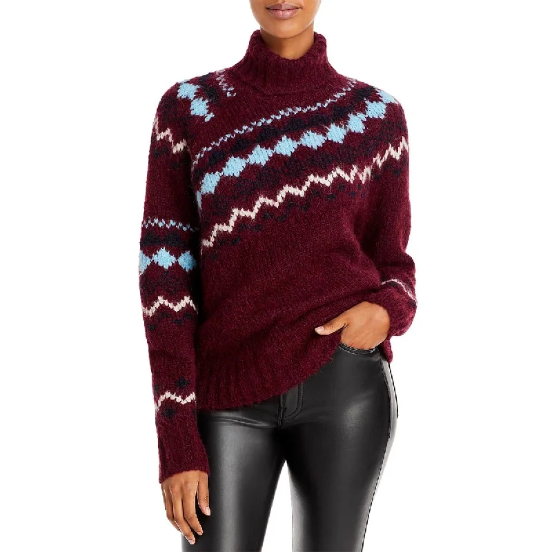 Grammer Womens Ribbed Trim Fair Isle Turtleneck Sweater V-neck sweaters