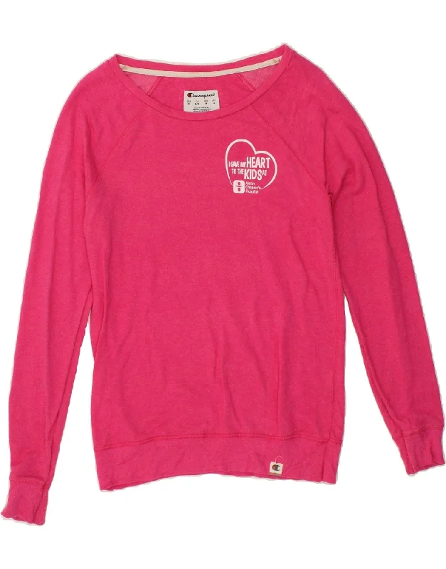 CHAMPION Womens Sweatshirt Jumper UK 14 Medium Pink Cotton Boho-style sweaters