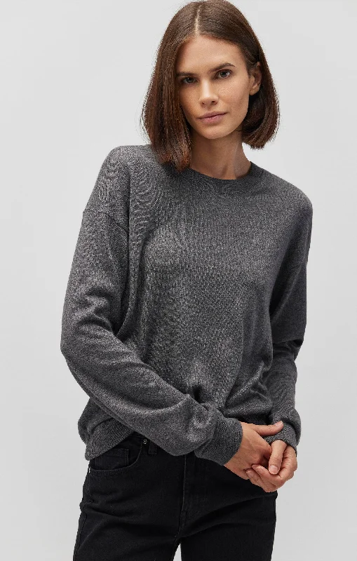 CREW NECK SWEATER IN MID GREY MELANGE Weekend sweaters