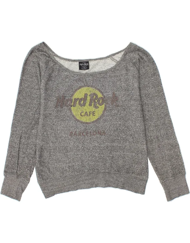 HARD ROCK CAFE Womens Barcelona Graphic Sweatshirt Jumper UK 16 Large Grey Comfortable sweaters for all seasons