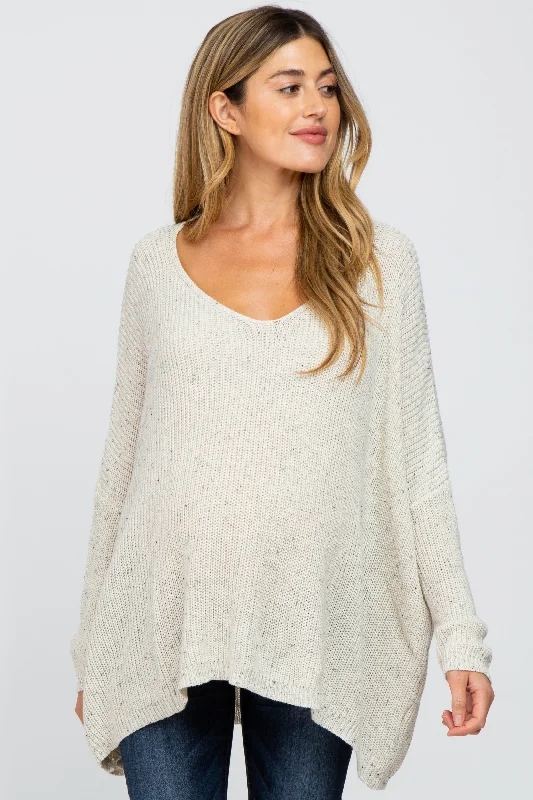 Ivory Speckled Oversized Maternity Sweater Cardigan sweaters