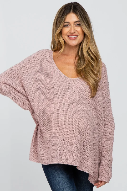 Mauve Speckled Oversized Maternity Sweater Work sweaters