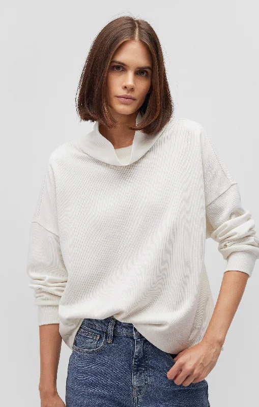 SHAWL NECK SWEATER IN ANTIQUE WHITE Mohair sweaters