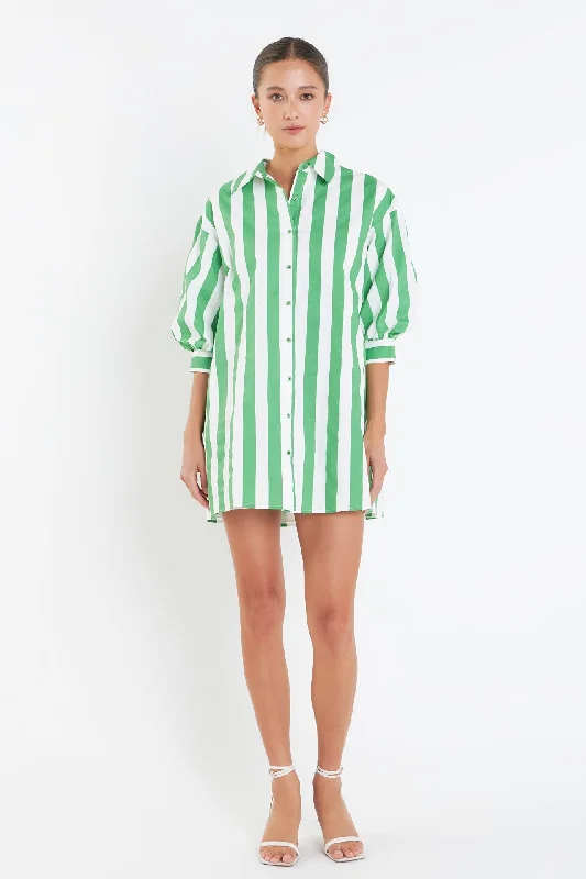 Big Stripe Shirt Dress Cotton mini dresses