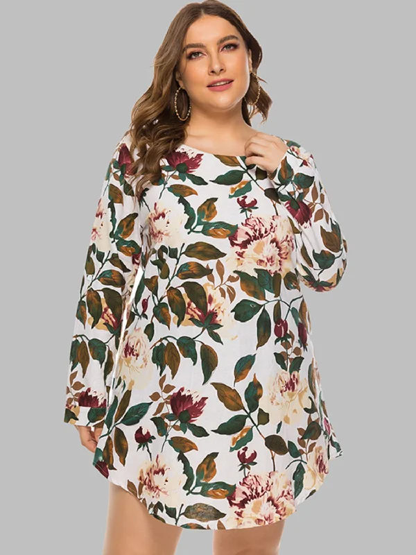 Full Size Floral Long Sleeve Mini Dress Wrap mini dresses