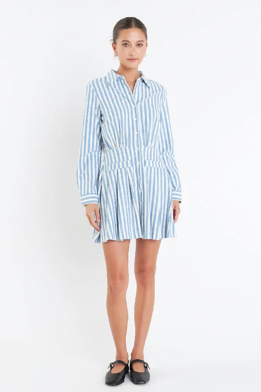 Stripe Collar Mini Dress Date night mini dresses