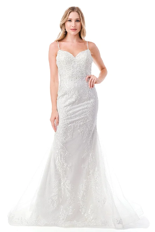 Embroidered Sleeveless Mermaid Bridal Gown by Coya MS0023 Sparkling Bridal Gown