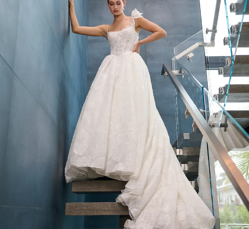 Overlace Ball Gown in Ivory Empire Waist Dress