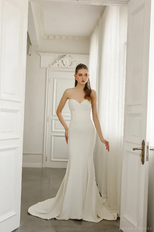 Strapless Minimalist Wedding Dress (#NATASHA) Princess Bridal Dress