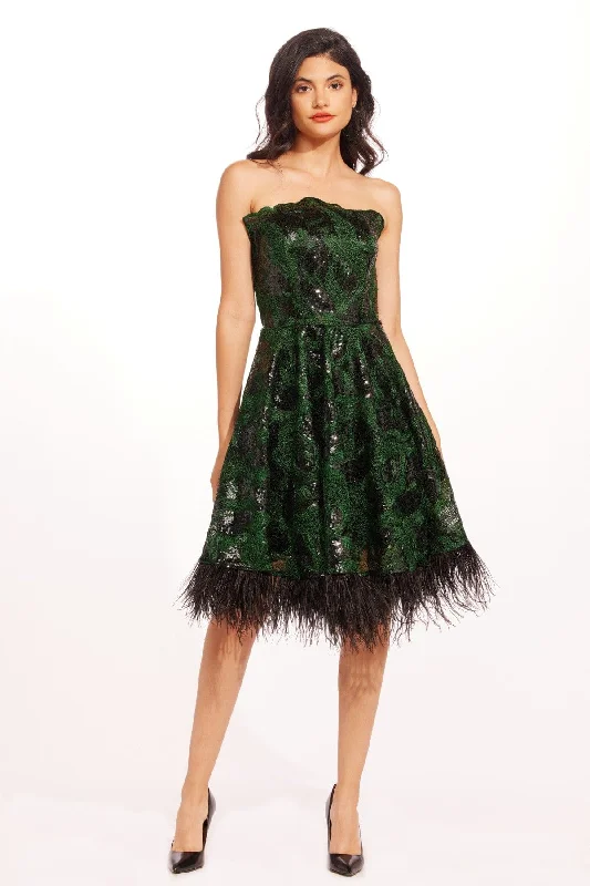 Alma Strapless Midi Dress - Christmas Green Best midi dresses for hourglass body shape