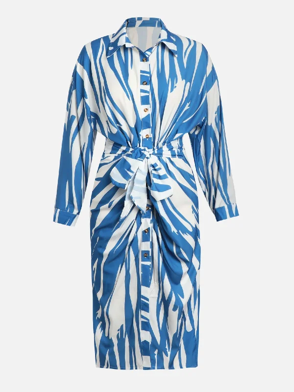 Cal Blue Zebra Printed Midi Dress Best midi dresses for summer vacation