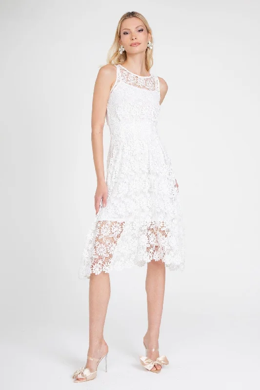 White Lace Midi Dress with Slip Best midi dresses for tall women