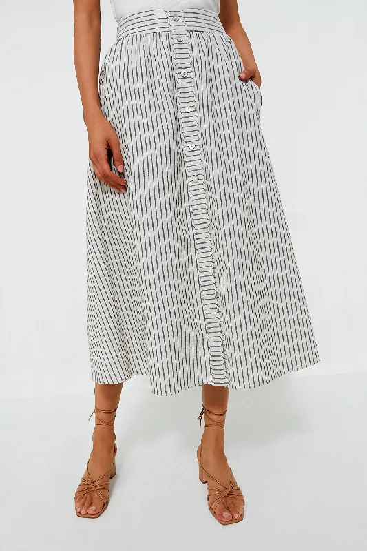 Linen Stripe Cora Skirt Long unclassified skirts