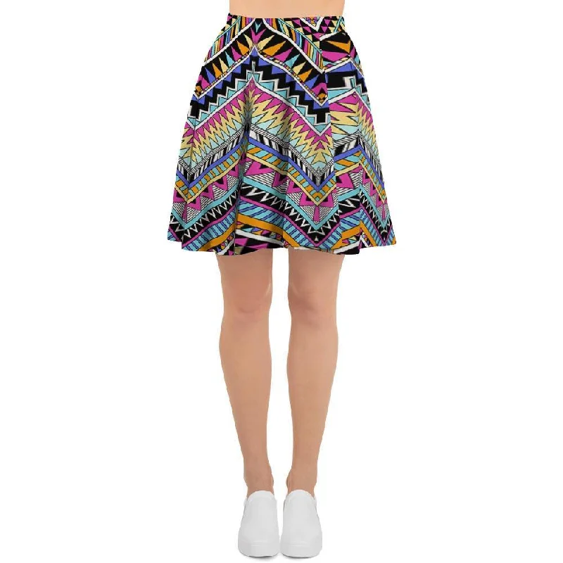 Multicolor Zigzag Indian Aztec Women's Skirt Holiday unclassified skirts