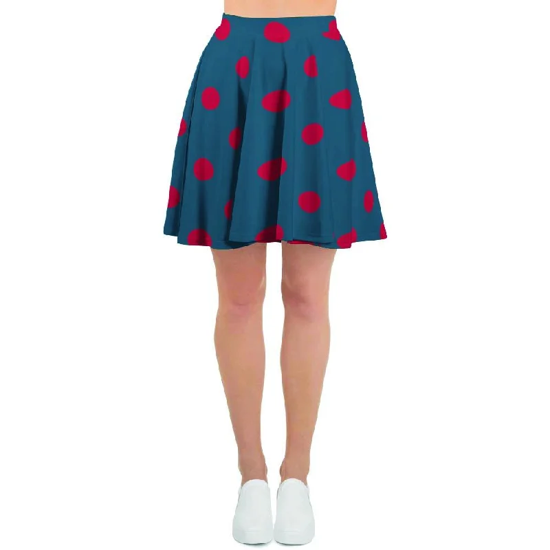 Navy Polka Dot Women's Skirt Color block unclassified skirts