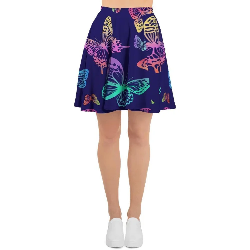 Neon Butterfly Print Women's Skirt Velvet unclassified skirts