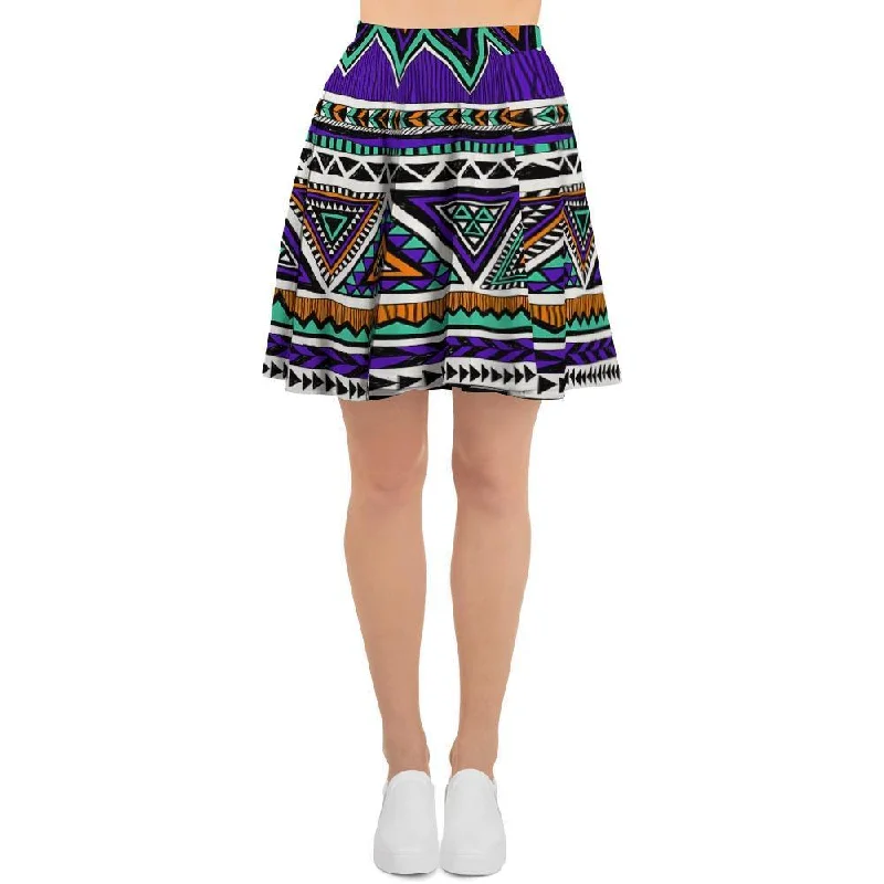 Neon Color Indian Aztec Doodle Women's Skirt Casual chic unclassified skirts