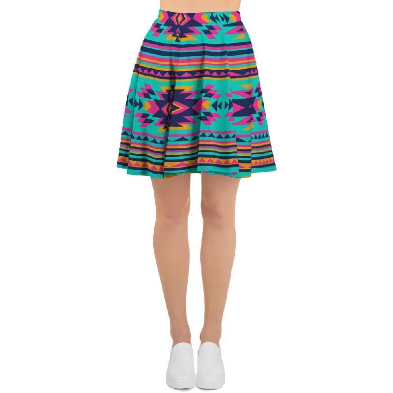 Neon Indian Aztec Abstract Art Print Women's Skirt Tiered unclassified skirts