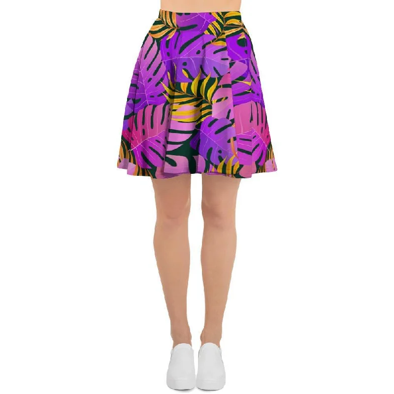 Neon Palm Leaf Edm Print Women's Skirt Winter unclassified skirts