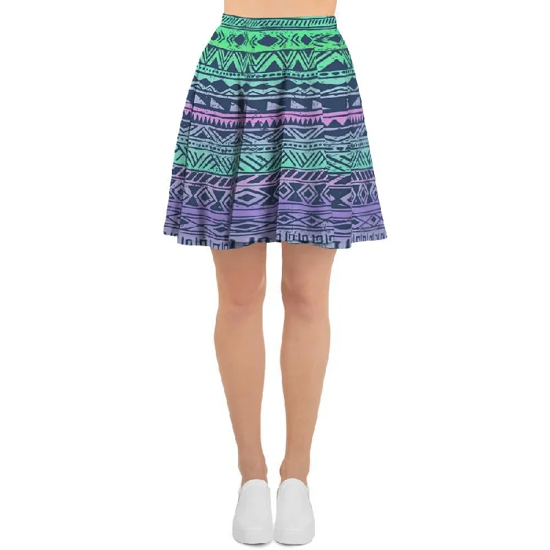 Neon Tribal Aztec Hand Drawn Women's Skirt Mesh unclassified skirts