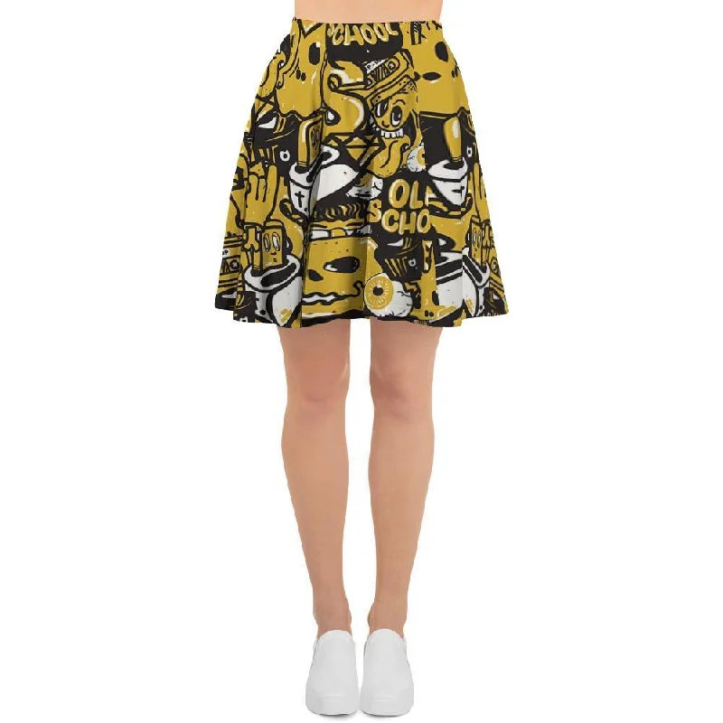 Old School HipHop Print Women's Skirt Smocked unclassified skirts