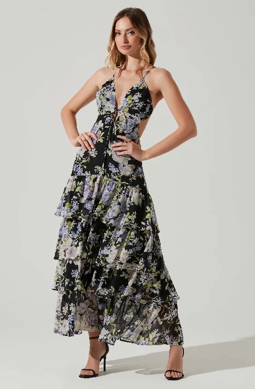 Aneira Floral Tiered Maxi Dress A-line maxi dresses