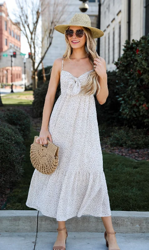 FINAL SALE - Blissfully Graceful Cream Floral Maxi Dress Clubbing maxi dresses