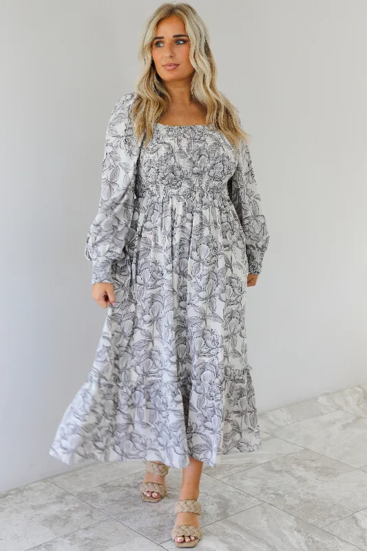 Cool Harbor Maxi Dress: Grey/Multi Cotton maxi dresses