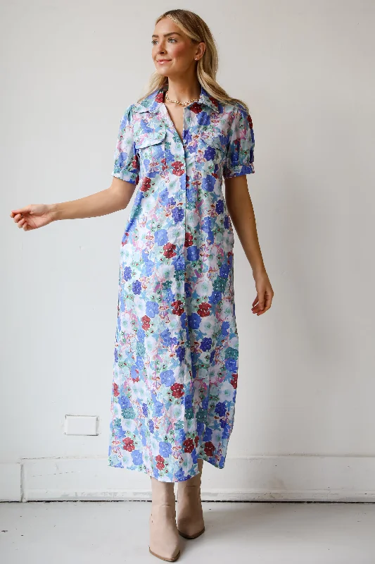 FINAL SALE - Favorite RSVP Blue Floral Maxi Dress Boohoo maxi dresses