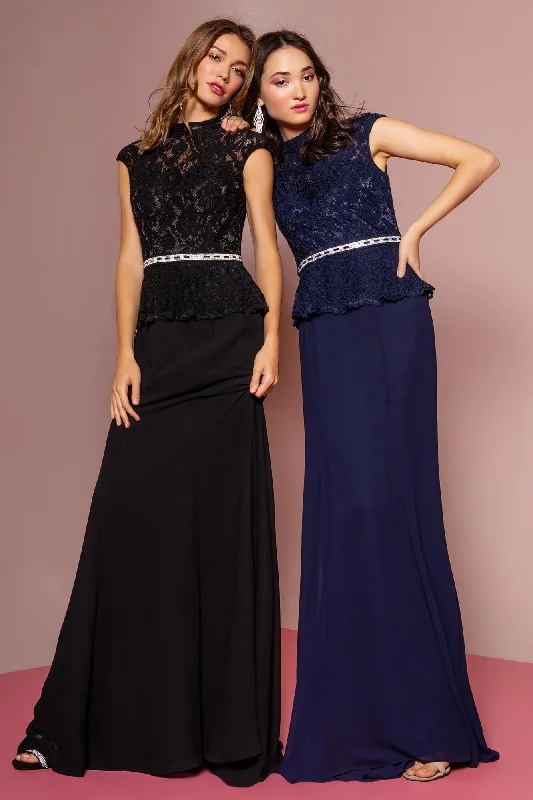 Prom Cap Sleeve Peplum Evening Long Dress Satin maxi dresses