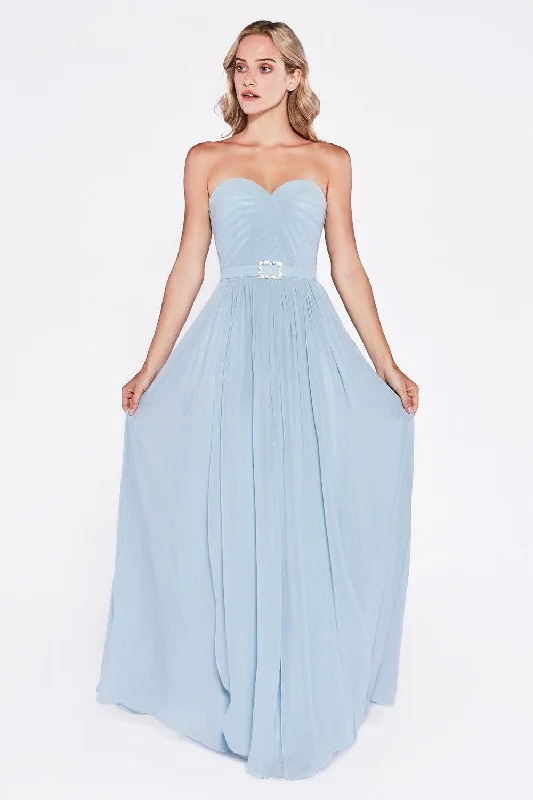 Cinderella Divine C7460 Long Strapless Formal Dress Bridesmaid Smocked maxi dresses