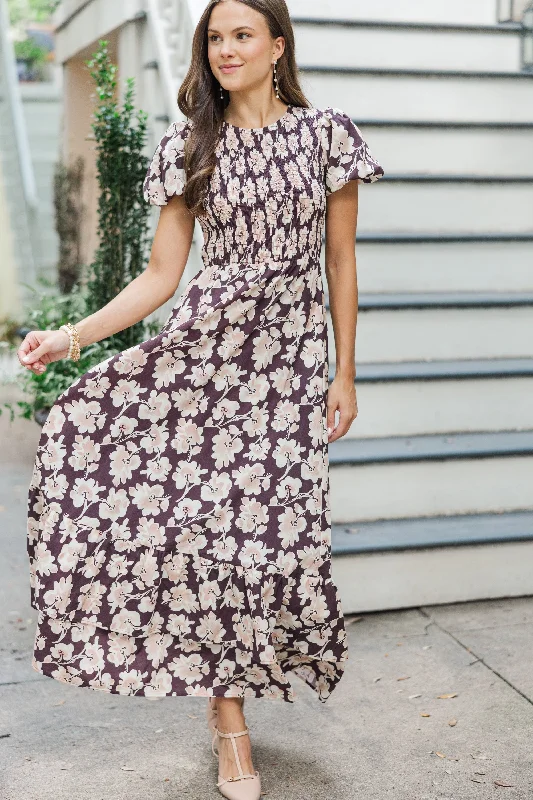 Make The Right Choice Plum Purple Floral Maxi Dress Street style maxi dresses