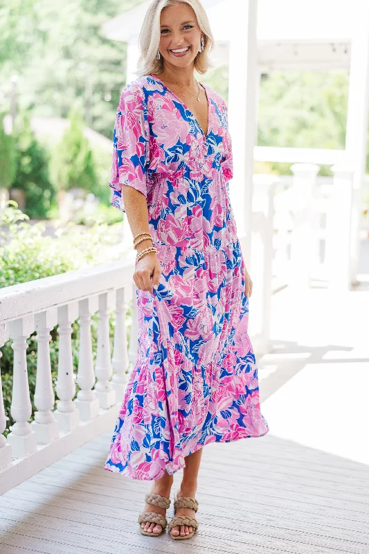 See It Through Royal Blue Floral Maxi Dress Best maxi dresses for formal events