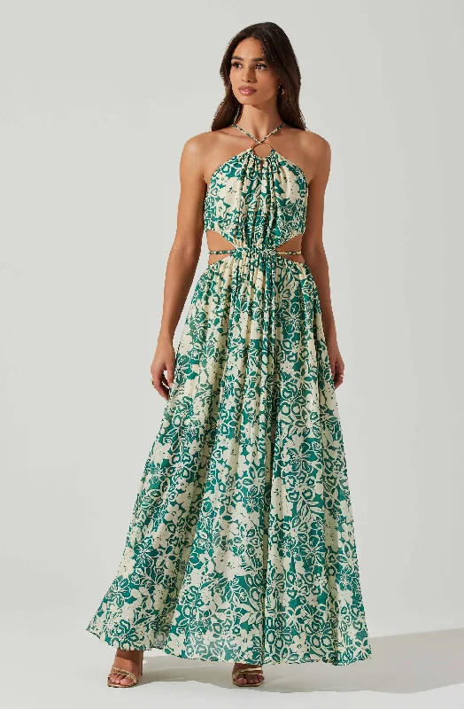 Sivana Halter Neck Floral Maxi Dress A-line maxi dresses