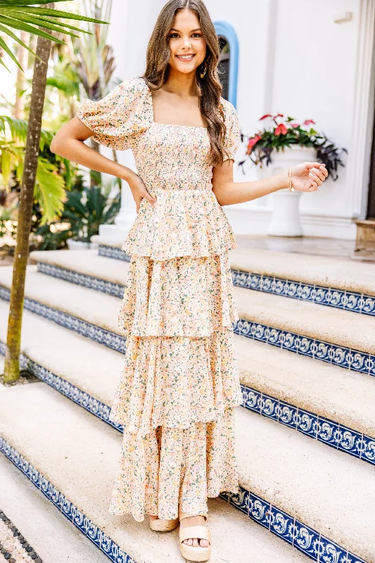 Under Clear Skies Yellow Ditsy Floral Maxi Dress Summer maxi dresses