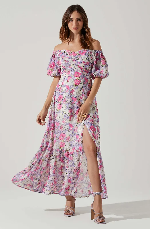 Valora Off Shoulder Floral Maxi Dress Sequin maxi dresses