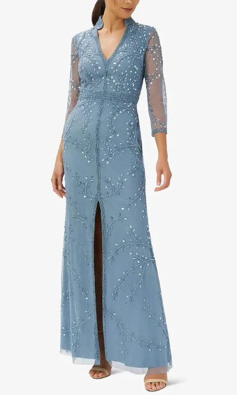 Adrianna Papell - Adorned Collar Evening Gown AP1E209946 P  - 1 pc Vintage Blue In Size 8P Available A-line party dresses