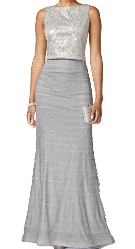 Adrianna Papell - Bateau Glitter Evening Dress 81928040 Wrap party dresses