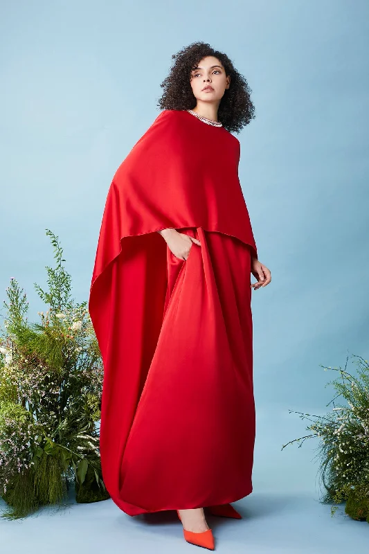 A line satin dress with cape Travel unclassified dresses