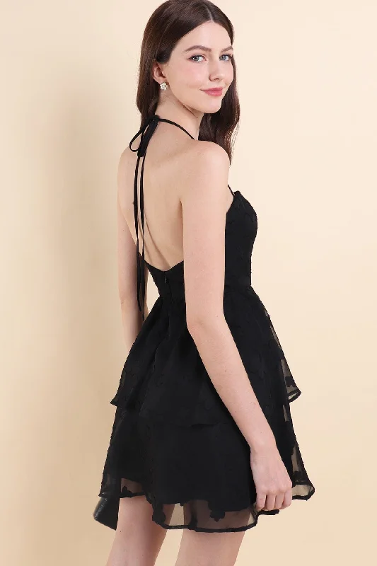 AMARIS PADDED HALTER DRESS IN BLACK Flowy unclassified dresses