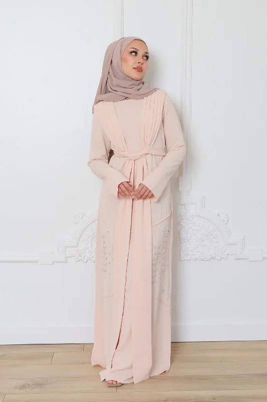 Ayanna Beaded Wrap Dress- Blush Pink A-line unclassified dresses