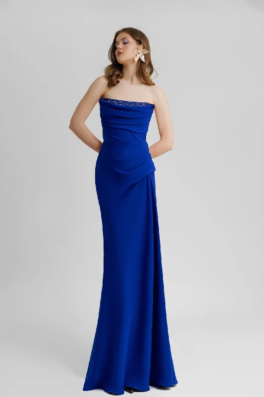 Beaded royal blue strapless dress Office unclassified dresses