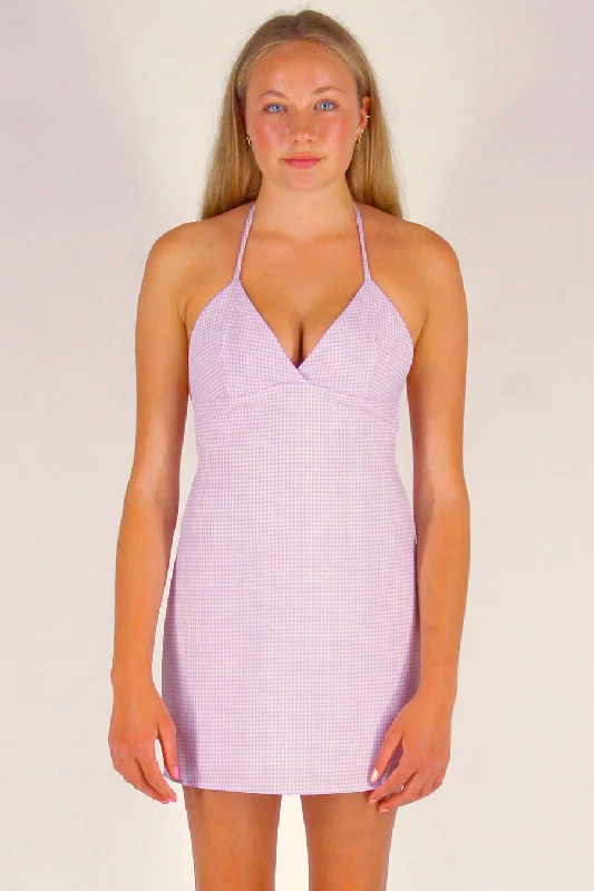 Adjustable Bralette Dress - Lavender Gingham Street style unclassified dresses